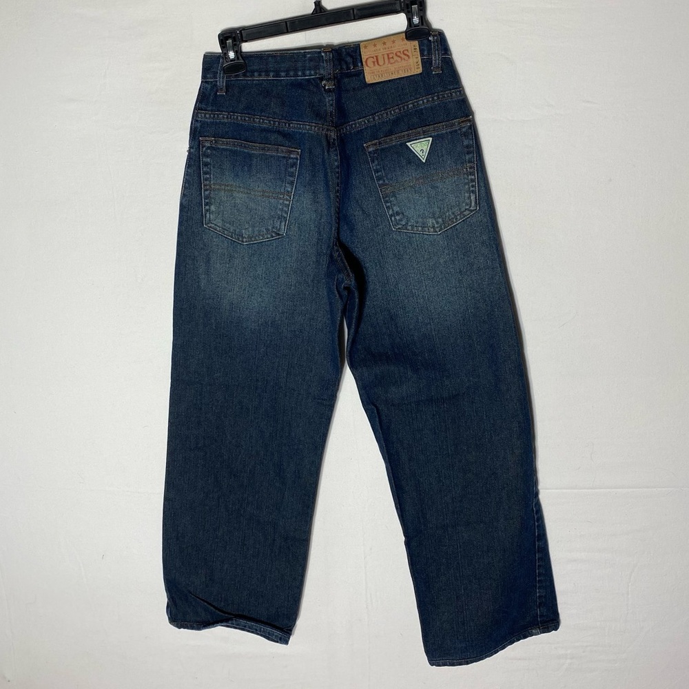 Vintage 90s Guess Jeans Dark Wash High Rise Wide Leg Jeans 28 Streetwear Grunge